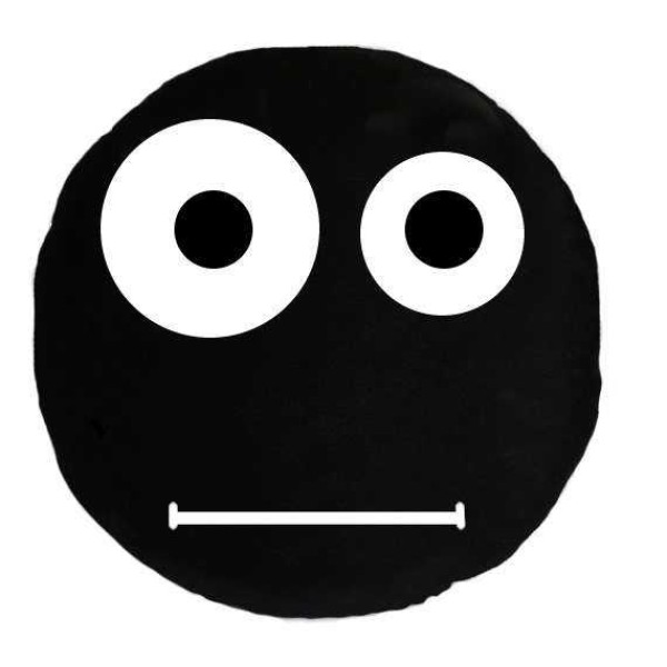 Soft Smiley Emoticon Black Round Cushion Pillow Stuffed Plush Toy Doll (Confused)
